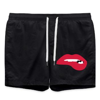 Heiße volle Lippen wollen dich verführen - Badeshorts - Schwarz - Vorne - AI Model Male 185 light (185cm)