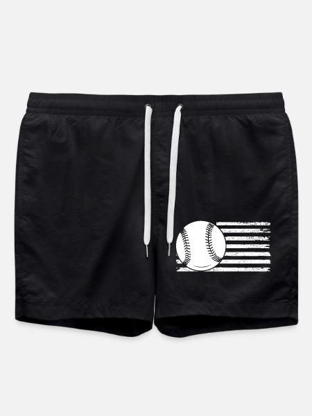 Baseball Player Baseball - Swim Trunks - black