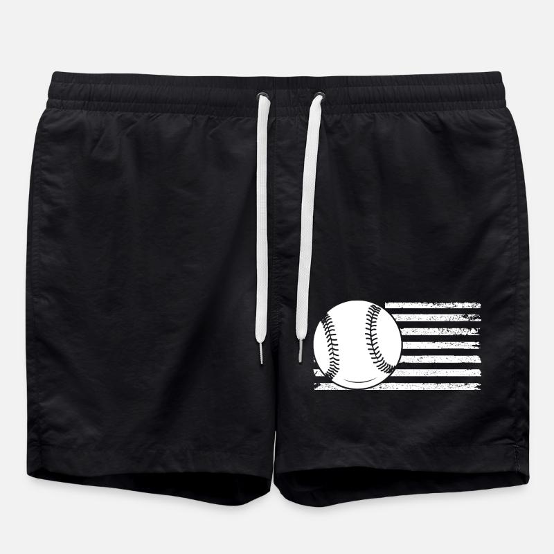 Baseball Player Baseball - Swim Trunks - black