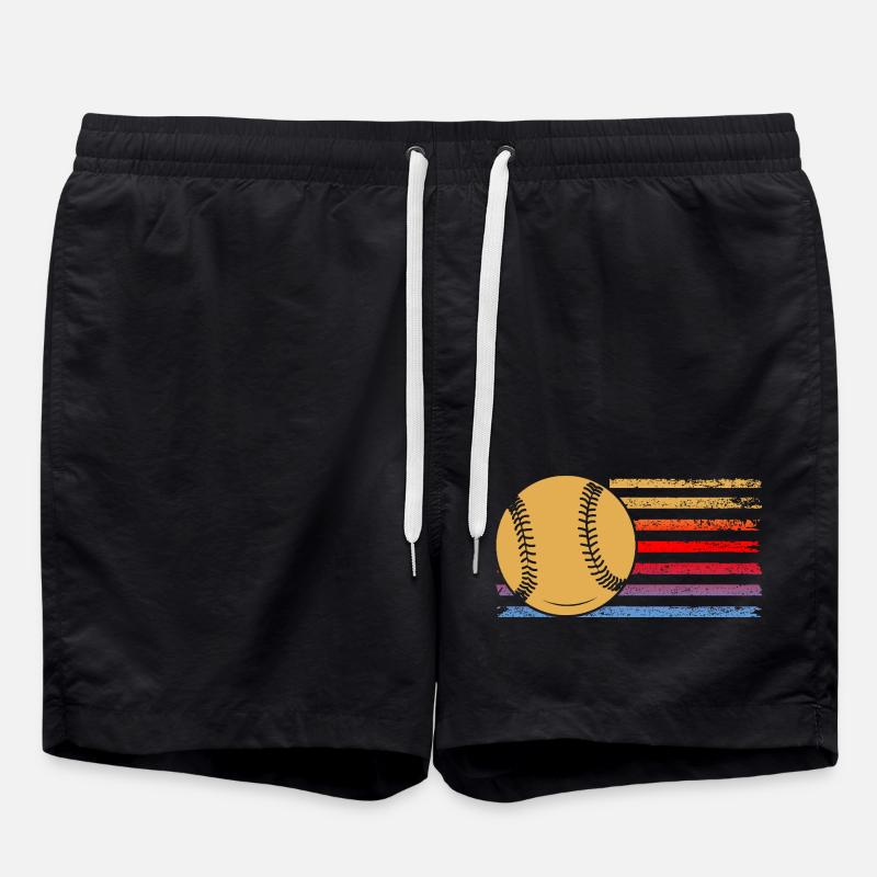 Baseball Player Baseball - Swim Trunks - black