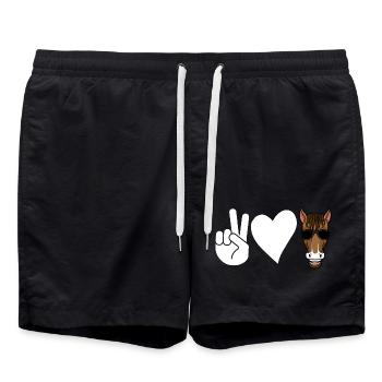 Reiten Pferd - Badeshorts - Schwarz - Vorne - AI Model Male 185 light (185cm)
