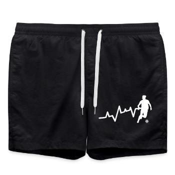 Fußballspieler Herzschlag Fußball - Badeshorts - Schwarz - Vorne - AI Model Male 185 light (185cm)