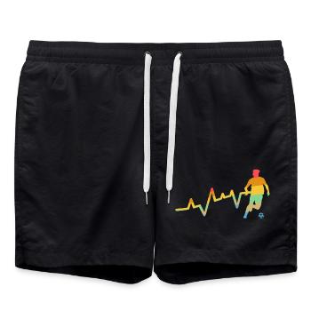 Fußballspieler Herzschlag Fußball - Badeshorts - Schwarz - Vorne - AI Model Male 185 light (185cm)