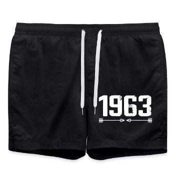 Né en 1963 Vintage 62 ans Cadeau d'anniversaire 63 - Short de bain - noir - Devant - AI Model Male 185 light (185cm)