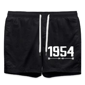Né en 1954 Vintage 71 ans Cadeau d'anniversaire 72 - Short de bain - noir - Devant - AI Model Male 185 light (185cm)