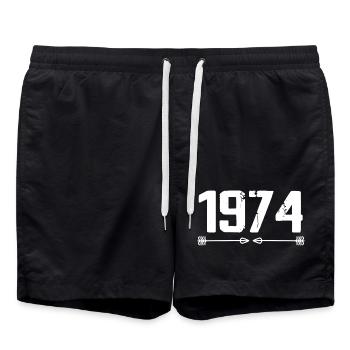 Born in 1974 Vintage 51 Year Old 52 Birthday Gift - Swim Trunks - black - Front - AI Model Male 185 light (185cm)