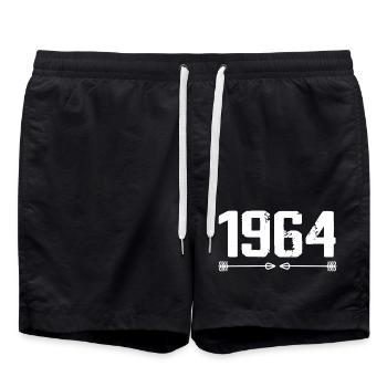 Né en 1964 Vintage 61 ans Cadeau d'anniversaire 62 - Short de bain - noir - Devant - AI Model Male 185 light (185cm)