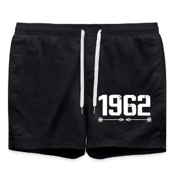 Né en 1962 Vintage 63 ans Cadeau d'anniversaire 64 - Short de bain - noir - Devant - AI Model Male 185 light (185cm)