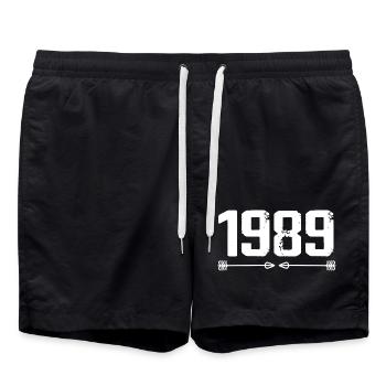 Born in 1989 Vintage 36 Years 37 Birthday Gift - Swim Trunks - black - Front - AI Model Male 185 light (185cm)