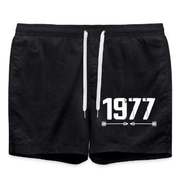 Born in 1977 Vintage 48 Years 49 Birthday Gift - Swim Trunks - black - Front - AI Model Male 185 light (185cm)