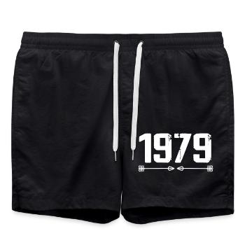 Born in 1979 Vintage 46 Years 47 Birthday Gift - Swim Trunks - black - Front - AI Model Male 185 light (185cm)