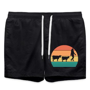 Vache Highland Bovins Vaches - Short de bain - noir - Devant - AI Model Male 185 light (185cm)