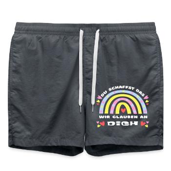 GLÜCKSBRINGER Du schaffst das! Wir glauben an dich - Badeshorts - Anthrazit - Vorne - AI Model Male 185 light (185cm)