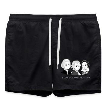Bach - Mozart - Beethoven: J'aime la musique classique - Short de bain - noir - Devant - AI Model Male 185 light (185cm)
