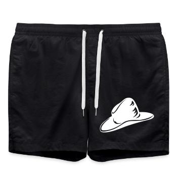A white hat - Swim Trunks - black - Front - AI Model Male 185 light (185cm)