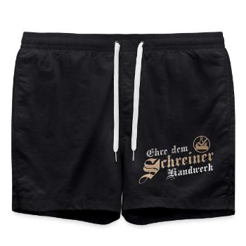Ehre dem Handwerk Schreiner Zunftzeichen - Badeshorts - Schwarz - Vorne - AI Model Male 185 light (185cm)