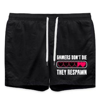 Gamers Dont Die They Respawn Spruch - Badeshorts - Schwarz - Vorne - AI Model Male 185 light (185cm)