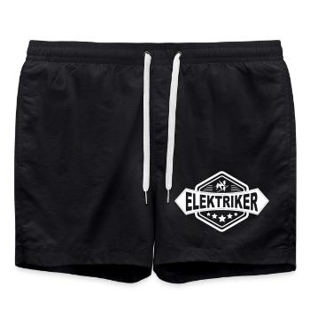 Cooles Elektriker Logo Label mit Zunftzeichen - Badeshorts - Schwarz - Vorne - AI Model Male 185 light (185cm)
