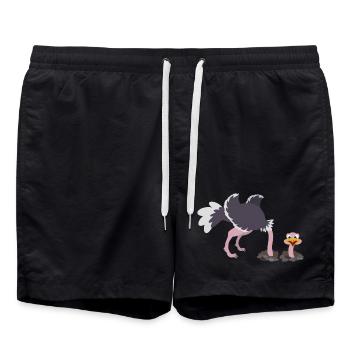 Vogel Strauß steckt den Kopf durch den Sand - Badeshorts - Schwarz - Vorne - AI Model Male 185 light (185cm)
