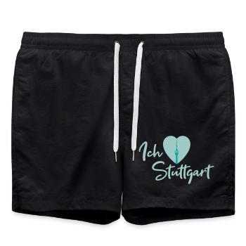 Ich liebe Stuttgart - Schriftzug - Badeshorts - Schwarz - Vorne - AI Model Male 185 light (185cm)