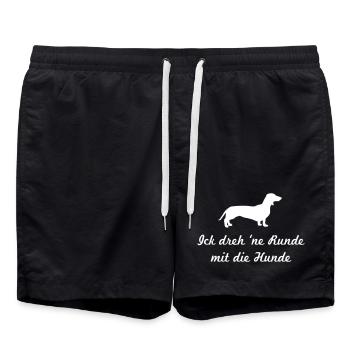 Berliner Hunde Gassi Hundeliebhaber Dackel Fan - Badeshorts - Schwarz - Vorne - AI Model Male 185 light (185cm)