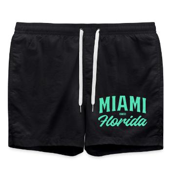 Miami Florida Teal Schrift - Badeshorts - Schwarz - Vorne - AI Model Male 185 light (185cm)