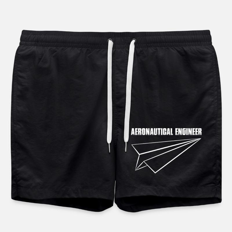 Aeronautical Engineer Paper Airplane - Swim Trunks - black