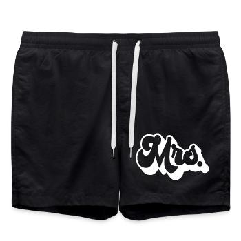 Mrs. Matching Couple Engagement Wedding Honeymoon - Swim Trunks - black - Front - AI Model Male 185 light (185cm)