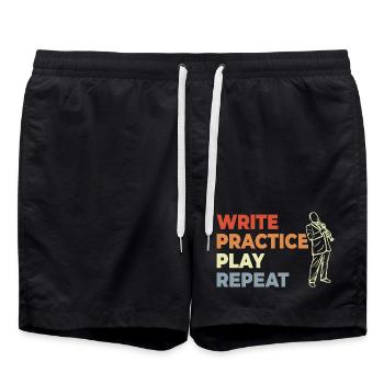 Clarinette Motivation Vintage Look - Short de bain - noir - Devant - AI Model Male 185 light (185cm)