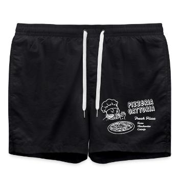 Funny Pizza Box Cat - Pizzeria Gottoria - Swim Trunks - black - Front - AI Model Male 185 light (185cm)