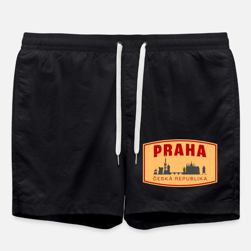 Praha Skyline & ČR Emblem - Swim Trunks - black