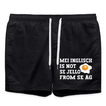 Mei Inglisch is not se Jello fron se Äg - Badeshorts - Schwarz - Vorne - AI Model Male 185 light (185cm)