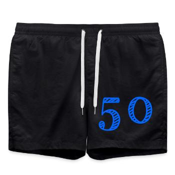 50. 50 JAHRE. 50-JÄHRIGES JUBILÄUM. 50-JÄHRIGES JUBILÄUM. - Badeshorts - Schwarz - Vorne - AI Model Male 185 light (185cm)