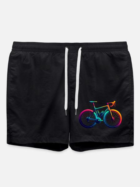 Vibrant Rainbow Cycling Illustration - Swim Trunks - black