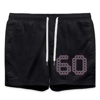 60. 60 YEARS. 60th ANNIVERSARY. 60TH BIRTHDAY. - Swim Trunks - black - Front - AI Model Male 185 light (185cm)