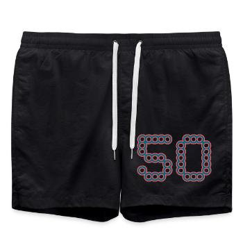 50. 50 YEARS. 50th ANNIVERSARY. 50 YEARS ANNIVERSARY. - Swim Trunks - black - Front - AI Model Male 185 light (185cm)