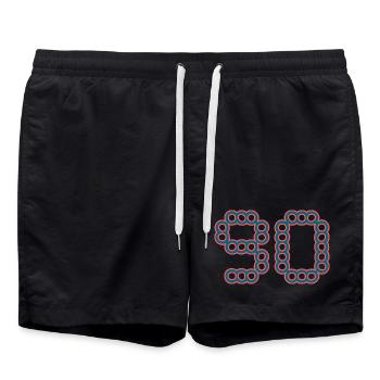 90. 90 YEARS. 90th ANNIVERSARY. 90 YEARS ANNIVERSARY. - Swim Trunks - black - Front - AI Model Male 185 light (185cm)