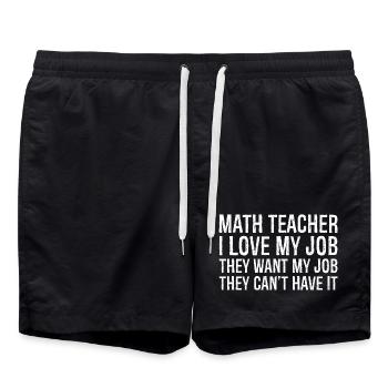 prof de maths J’adore mon boulot, ils veulent mon boulot - Short de bain - noir - Devant - AI Model Male 185 light (185cm)