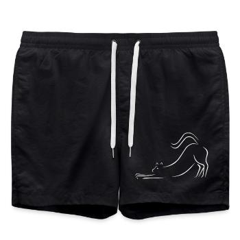 Dessin au trait de chat - Short de bain - noir - Devant - AI Model Male 185 light (185cm)