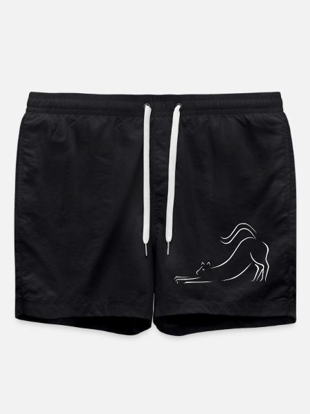 Cat line art drawing - Swim Trunks - black