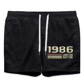 Born in 1986 Birthday 1986 Vintage 1986 - Swim Trunks - black - Front - AI Model Male 185 light (185cm)