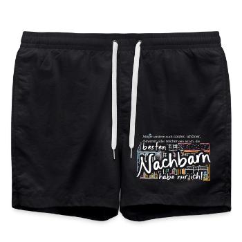 The best neighbors , neighborhood party. German - Swim Trunks - black - Front - AI Model Male 185 light (185cm)