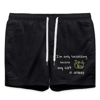 Katzenhumor – jetzt nur noch Kontakte knüpfen - Badeshorts - Schwarz - Vorne - AI Model Male 185 light (185cm)