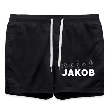 Langue des signes Jakob - Short de bain - noir - Devant - AI Model Male 185 light (185cm)