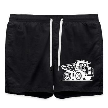 Industrial Mining Truck Silhouette Design - Swim Trunks - black - Front - AI Model Male 185 light (185cm)