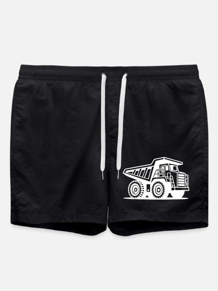 Industrial Mining Truck Silhouette - Swim Trunks - black