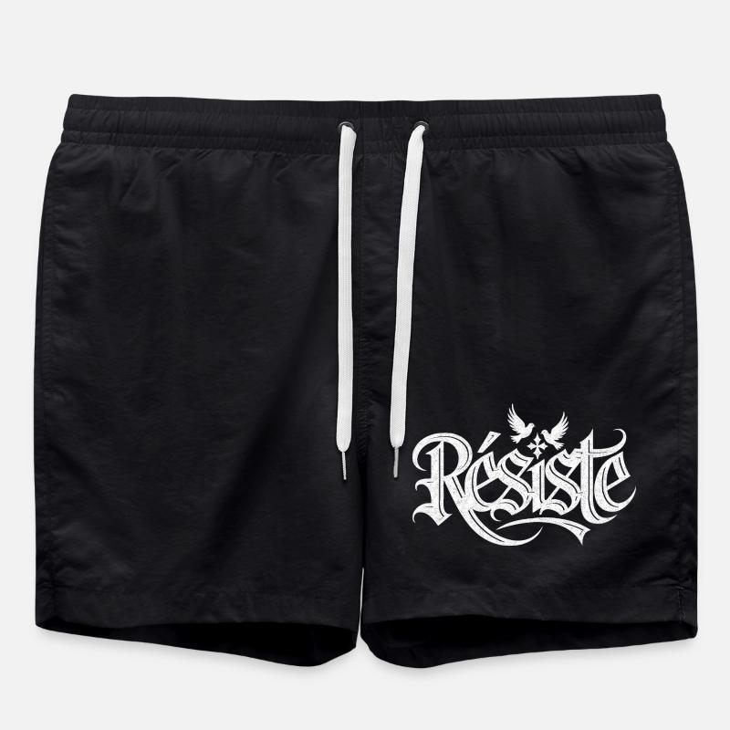 Grafikdesign mit Tauben und Friedenssymbol - Badeshorts - Schwarz