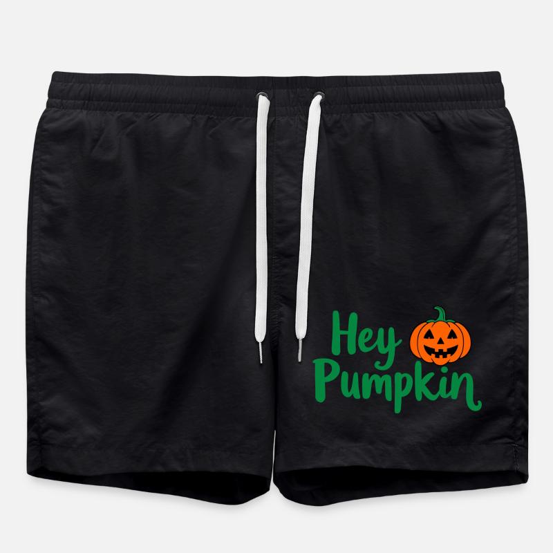 Hey Pumpkin Halloween-Spruch - Badeshorts - Schwarz
