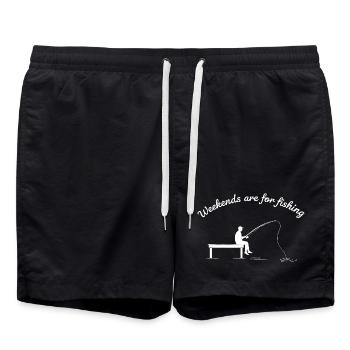 Wochenende zum Angeln Druckdesign - Badeshorts - Schwarz - Vorne - AI Model Male 185 light (185cm)