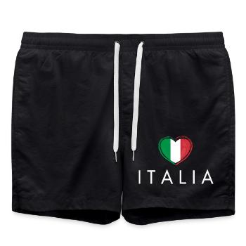 Herz mit Italien-Flagge, ich liebe Italien - Badeshorts - Schwarz - Vorne - AI Model Male 185 light (185cm)